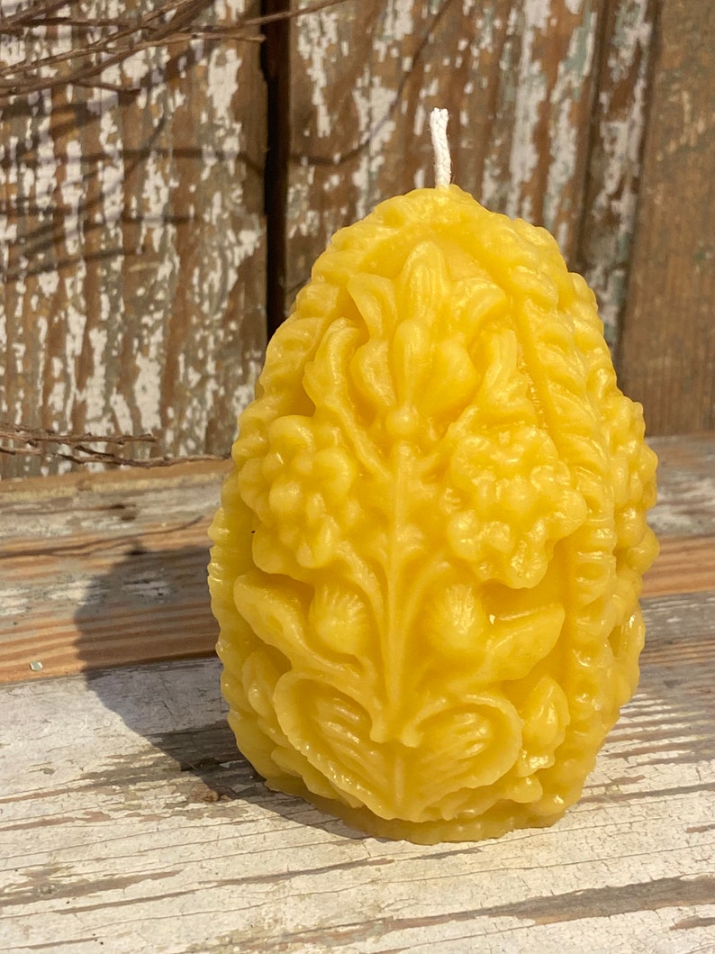 Beeswax Carved Egg Candle Pure Beeswax Candles From Etsy