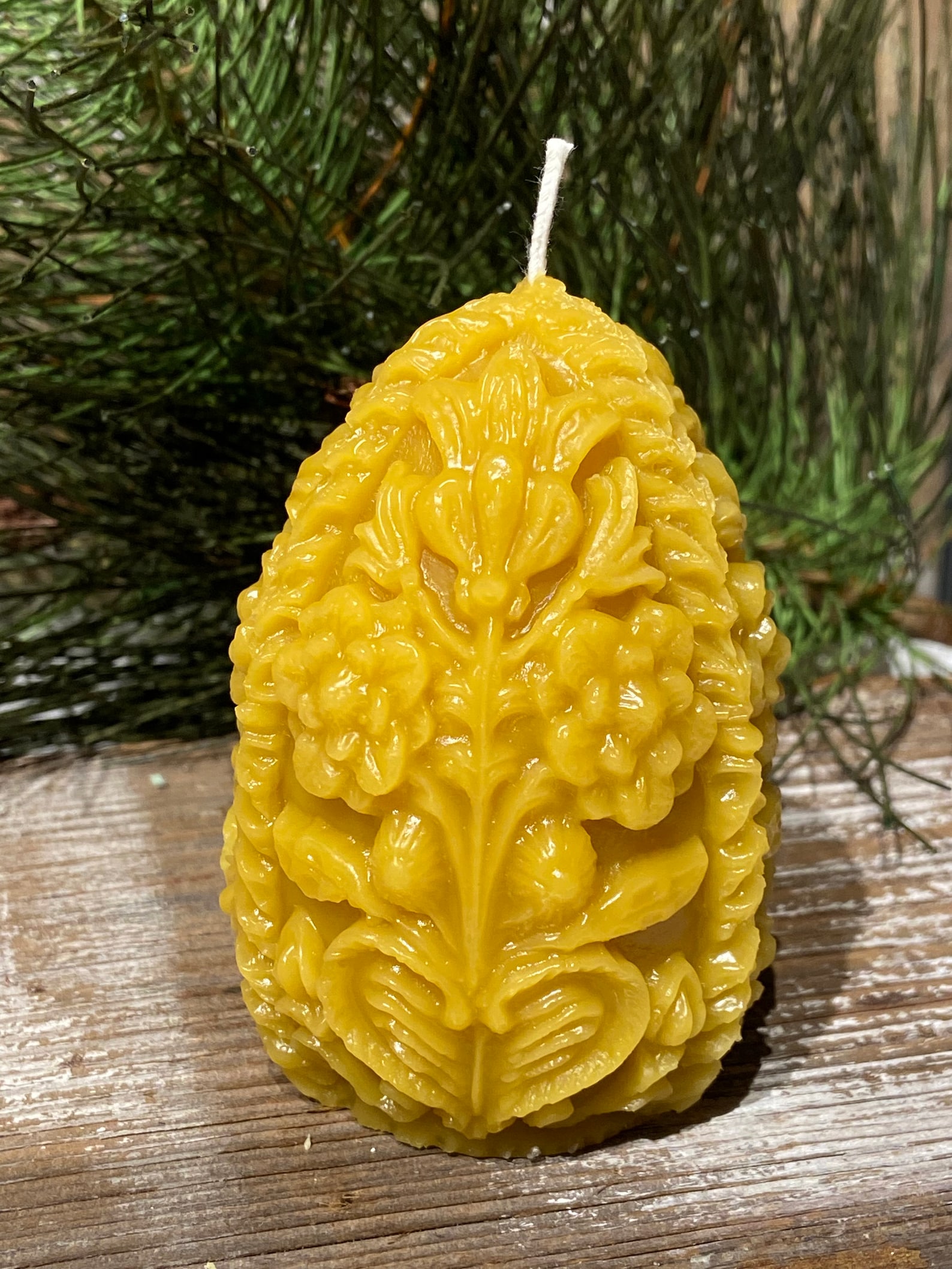 Beeswax Carved Egg Candle Pure Beeswax Candles From Etsy