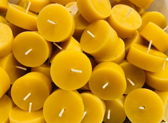 Bougies Chauffe-plat Parfumées Cire D'abeille Pure - Lot De 24, Lueur Dorée, Naturelles