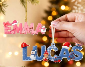 Personalized Alphabet Christmas Ornament With Name, Holiday Keepsake, Gift For Grandkids, Custom Santa Ornament, Name Christmas Ornaments