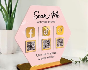 Custom Multi QR Code Sign | Payment Sign | Social Media QR Code Sign| Mini QR Code Sign| Salon Sign| Double Qr Code Business Sign| Wifi Sign