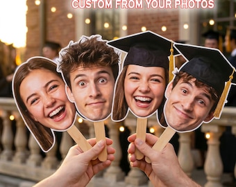 Personalized Face on a Stick, Wedding Heads, Graduation Face, Big Head Cutouts,Bridal Shower Party Face Props,Funny Bachelorette Decorations