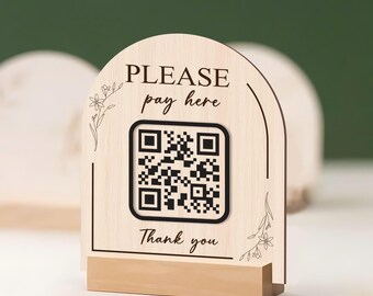 Letrero de código QR mini personalizado / Letrero de pago / Letrero de código QR para redes sociales / Letrero de código QR mini / Letrero de salón / Letrero comercial con código QR doble / Letrero de wifi