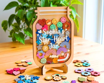 Custom Reward Jar with Tokens| Smiley Face Token| Rainbow Token| Flower Tokens| Heart Tokens| Kindness Extra Reward Jar Token|Back to school