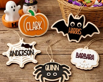 Personalized Halloween Basket Tag, Boo Basket Tag, Basket Marker, Trick or Treat Bag, Halloween Gift Basket Gift Tag, Wood Gift Tag