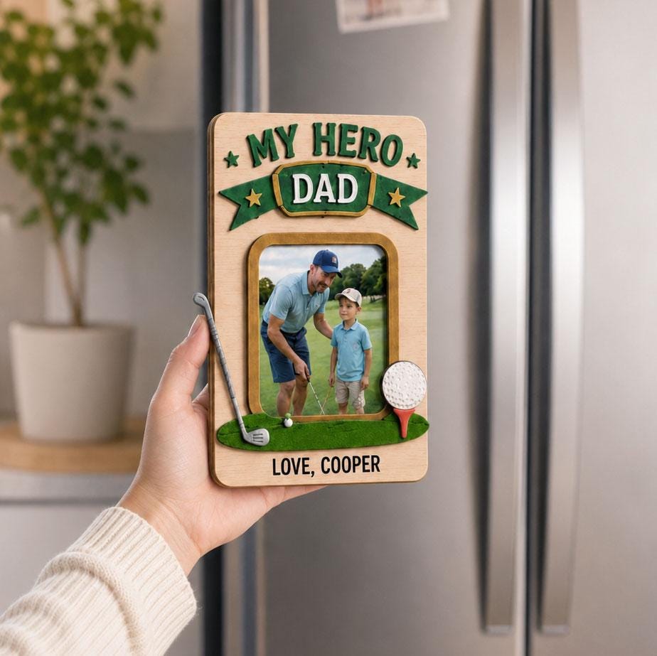 Discover Personalized Dad Photo Magnet, Custom Fathers Day Fridge Magnet, Grandpa Picture Frame Magnet, Gift for Dad from Kids