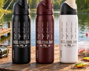 Personalized Reel Cool Dad Fishing Owala Water Bottle, Dad Engraved Owala Tumbler, Best Dad Ever Gift, Fathers Day, Gift For Dad From Kids