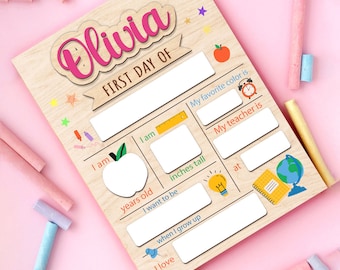 Custom Dry Erase Baby Stat Sign| Personalized First Day of School Sign, Back To School Gift| Kindergarten gift| Wooden School Sign