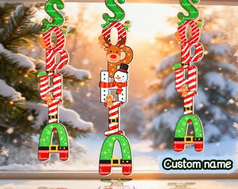 Personalized Christmas Name Letter Ornament 2025, Custom Reindeer Name Ornament, Custom Christmas Tag, Cute Stocking Tag, Kids ornament