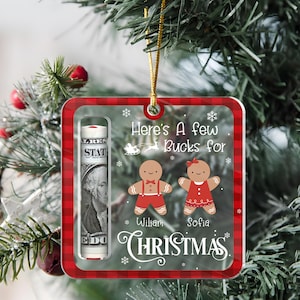 Custom Cute Money Holder Christmas Ornament, Here’s A Few Bucks for Christmas, Acrylic Reindeer Money Holder 2024, bucks for Christmas