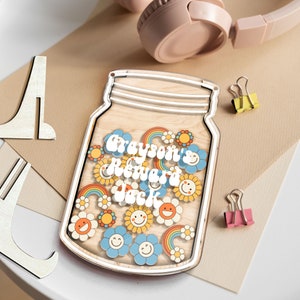 Custom Reward Jar with Tokens| Smiley Face Token| Rainbow Token| Flower Tokens| Heart Tokens| Kindness Extra Reward Jar Token|Back to school