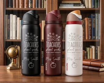 Botella de agua de 946 ml (32 oz) grabada a medida, regalo personalizado para profesores, artículos para bebidas para la vuelta al cole, botella isotérmica de acero inoxidable, inspirada en Owala.