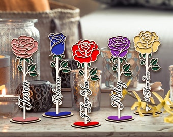 Wooden Flower, Forever Rose, Wood Rose, Valentine Rose Gift, Mothers Day Gift, Anniversary Gift for Her, Wedding Gift for him