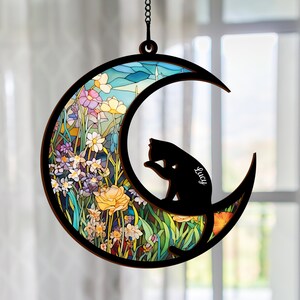 Loss of Pet Sympathy Gift, Custom cat memorial suncatcher ornament| Pet Loss Gift| Cat Lover, Cat Memorial| Housewarming gifts| Window decor
