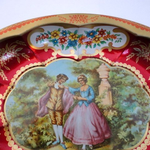 RESERVED For JULIANA- Vintage Daher Tray Marie Antoinette Style Metal Oval 1960s Shabby chic French Country