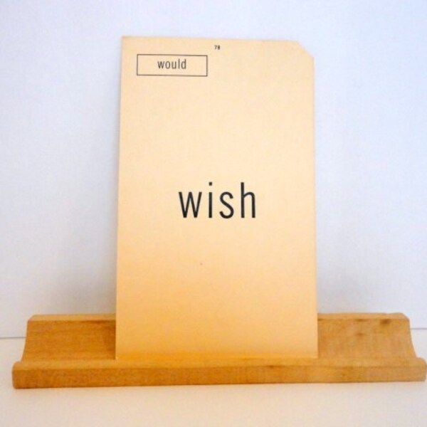 Vintage WORD FLASH Card WISH Would sided card 1960s Mixed media Art supply by metrocottage