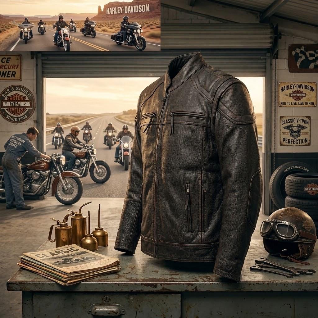 Harley Davidson Brown Leather Jacket - Etsy - Page 2