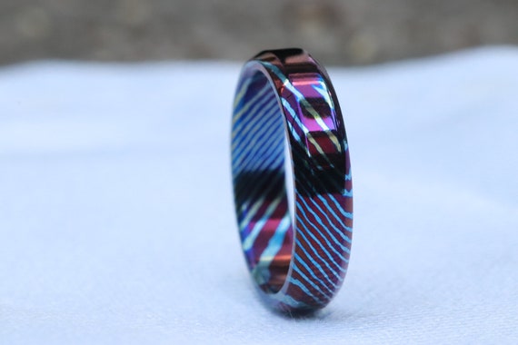 Solid Timascus ring 3mm - 5mm wide timascus ring, mokuti ring