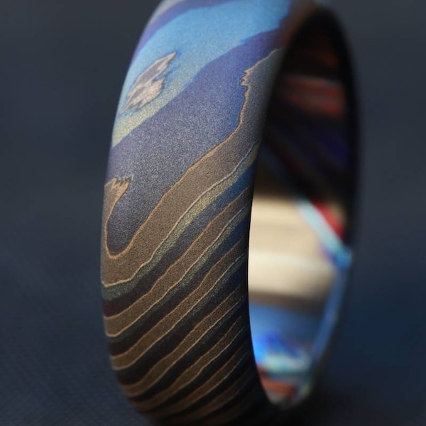 LIMITED EDITION***rolled edge 8mm Black Timascus zrti ring 3mm-9mm wide timascus ring, mokuti ring 8mm ring black timascus ring
