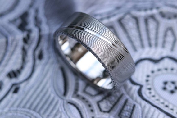 Platinum ring mens rings damascus ring