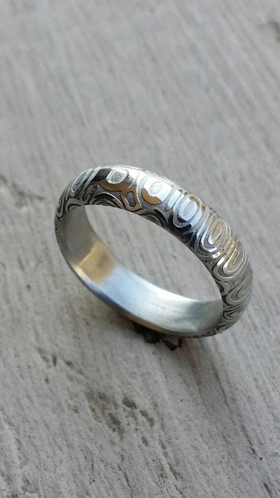 Stainless Damascus natural finish  "bamboo" 3mm or 4mm