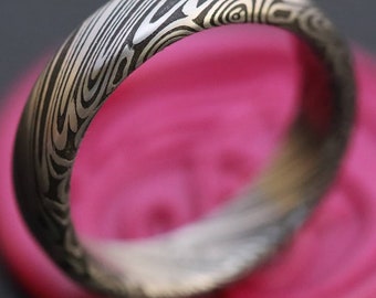 New* Damascus steel ring Stainless steel damasteel customizable ring! Darker color etch. Damascus steel ring genuine damascus ring