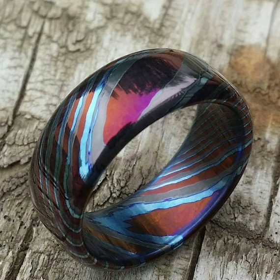 LIMITED EDITION***Solid Black Timascus ring 3mm - 9mm wide timascus ring, mokuti ring zirconium ring titanium ring mens ring