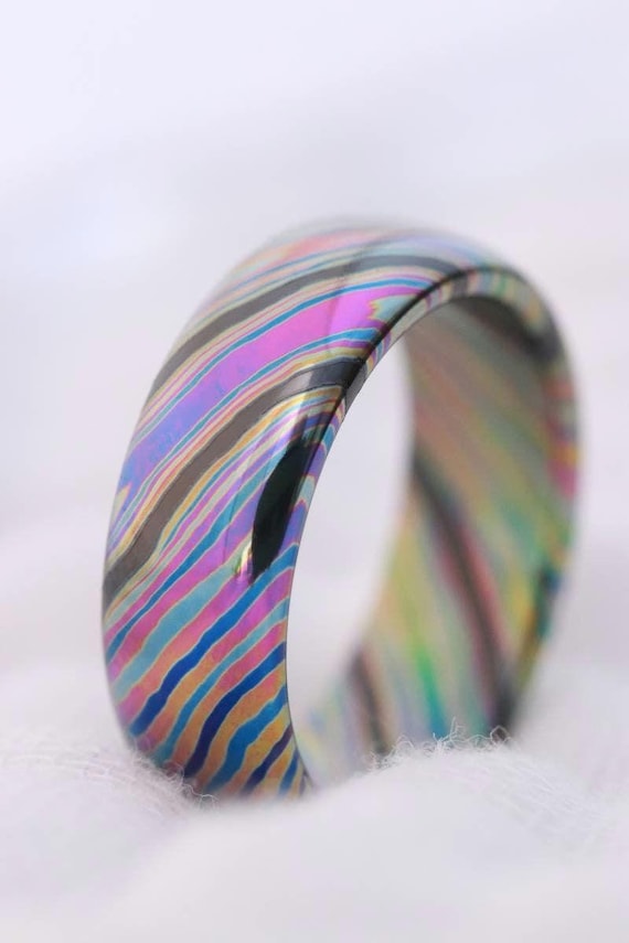 LIMITED EDITION customizable 8mm ring  domed ring Solid Black Timascus ring 3mm-9mm wide timascus ring, mokuti ring (polished finish)