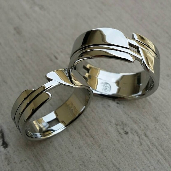 His & Her's "OAK" set wedding set hypoallergenic handmade stainless steel ring limited edition collection ring set his and hers wedding band