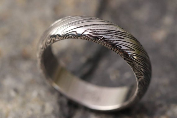 5-6mm Damascus steel ring Stainless steel Damascus damasteel "leaf" Customizable ring! Mens wedding band mens rings genuine damascus