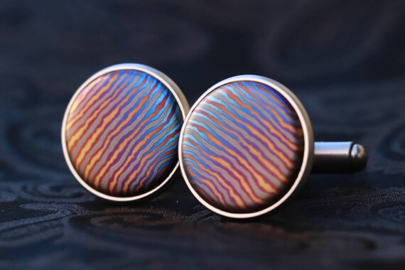 Timascus cufflinks, Titanium cufflinks