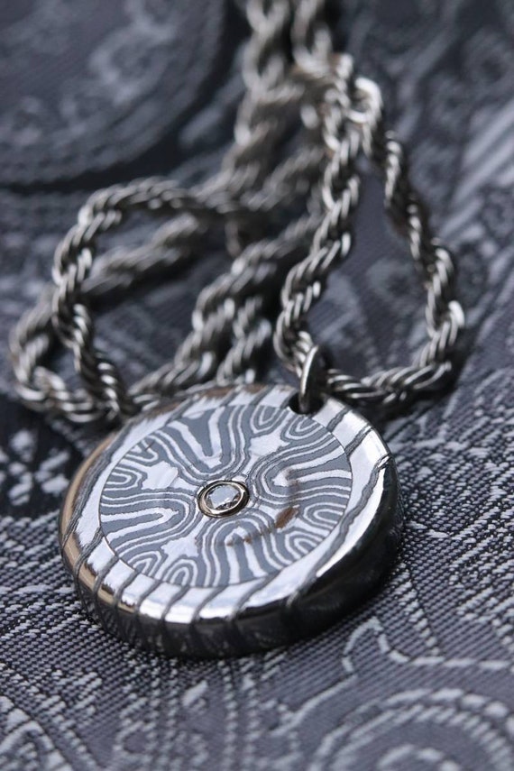 Cross Pendant Diamond Necklace Timascus Jewelry Titanium