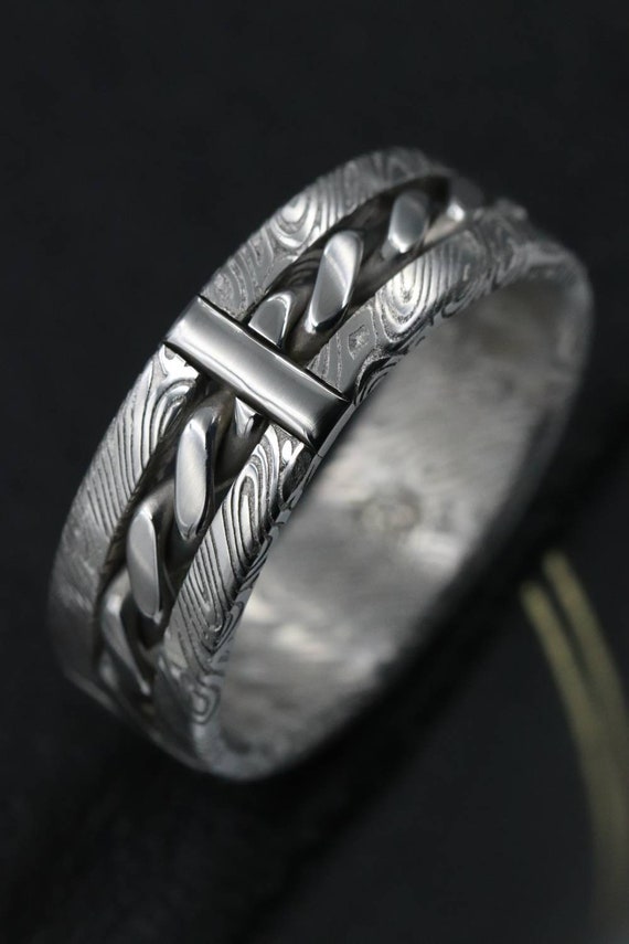 Damascus steel ring damasteel stainless braided wedding band