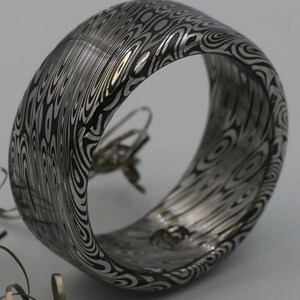 Rare Stainless steel Damascus &quot;dark coral&quot; Customizable ring! Damascus ring, genuine damascus steel ring, stainless damascus ring *10mm ring