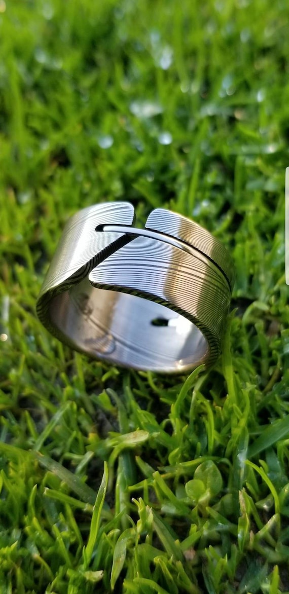 Stainless Steel Damascus  handmade ring 12mm