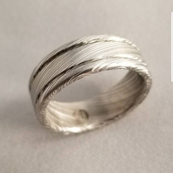 Damascus steel ring Stainless steel Damascus "LEAF" Customizable ring! Natural/ color etch / matching damasteel weddingband