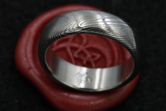 Damascus ring Stainless steel Damascus "WOODGRAIN" Customizable ring! Med /light color etch damascus steel ring wooden ring woodgrain ring