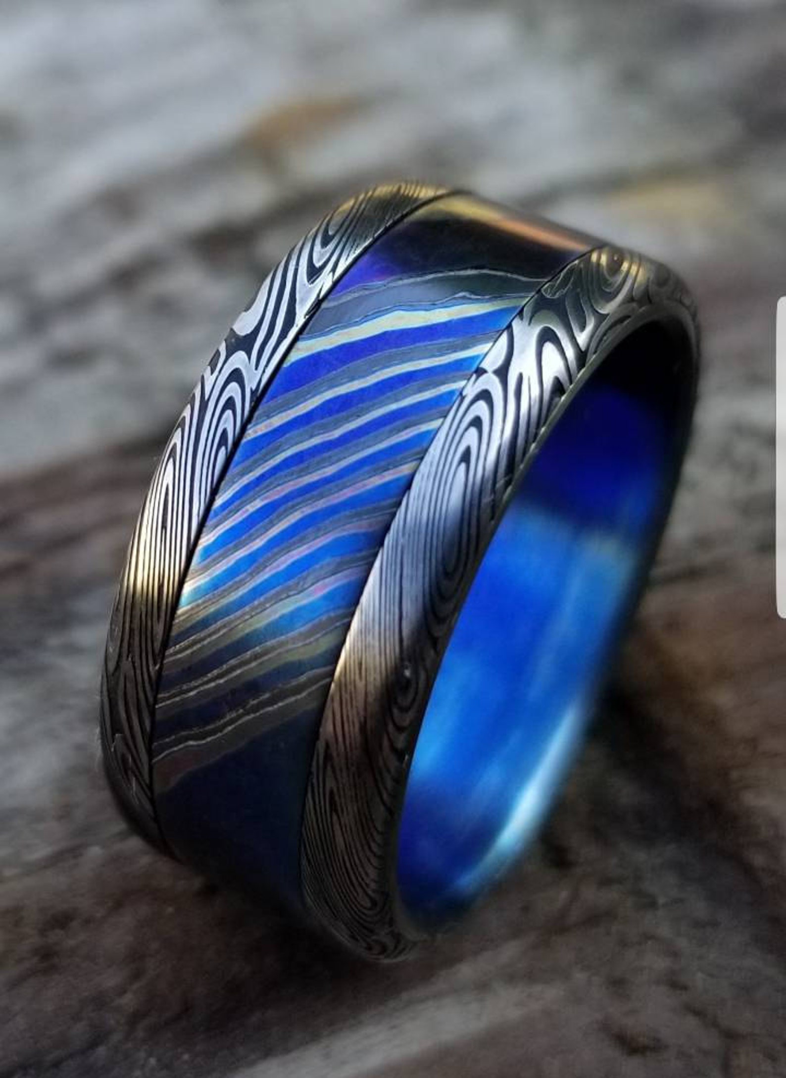 10mm Black Timascus / Mokuti & Stainless Damascus (damasteel)**dark ...
