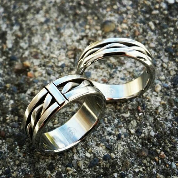 His & Her's "BREGDAN" (hypoallergenic- handmade) stainless steel rings limited edition collection his and hers rings ring set celtic rings