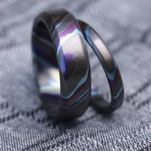 Zrti Set Timascus Rings Customizable - Etsy