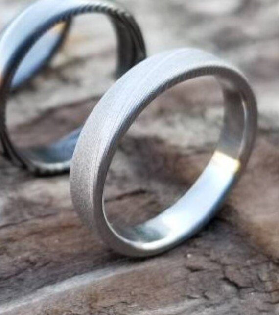 Stainless steel Damascus ring sandblasted  "WOODGRAIN" pattern, damascus steel ring,  damascus ring Customizable mens damasteel ring