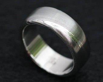 8mm Damascus ring Stainless steel Damascus ring, genuine damascus ring, damascus steel ring, polished damascus mes ring wedding band
