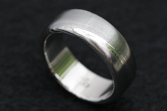 8mm Damascus ring Stainless steel Damascus ring, genuine damascus ring, damascus steel ring, polished damascus mes ring wedding band