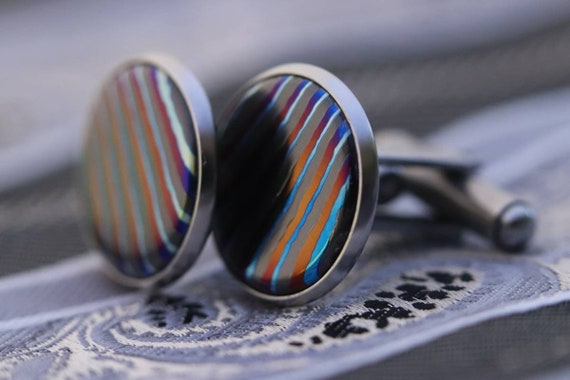 Timascus cufflinks, Titanium cufflinks