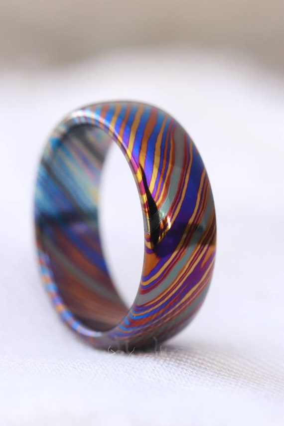 LIMITED EDITION customizable 8mm ring  domed ring Solid Black Timascus ring 3mm-9mm wide timascus ring, mokuti ring (polished finish)