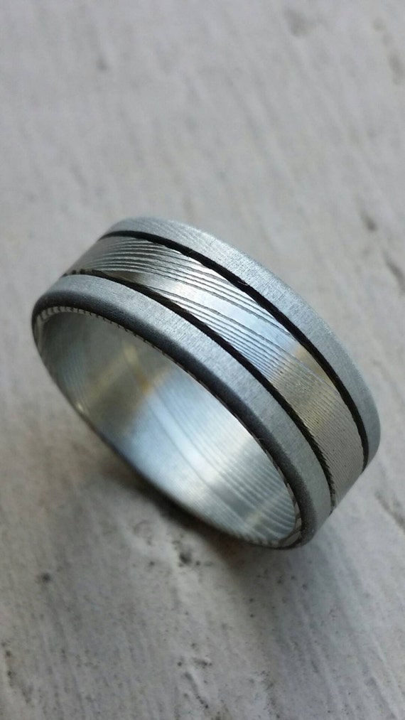 Stainless steel & Stainless Damascus "WOODGRAIN" 8mm satin grey!