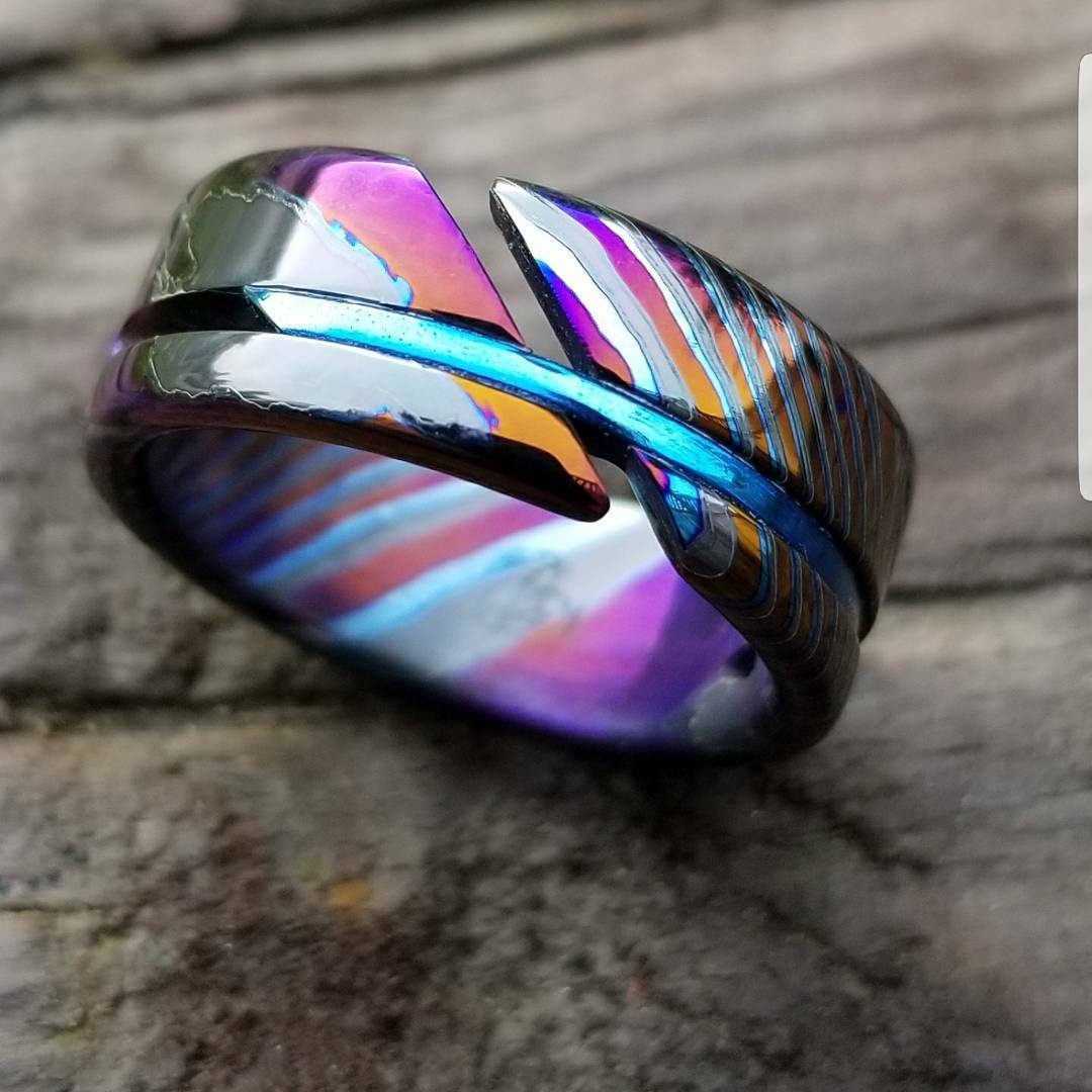 NEW ZRTI HYBRID*** Black Timascus ring 9mm , timascus ring, mokuti ring