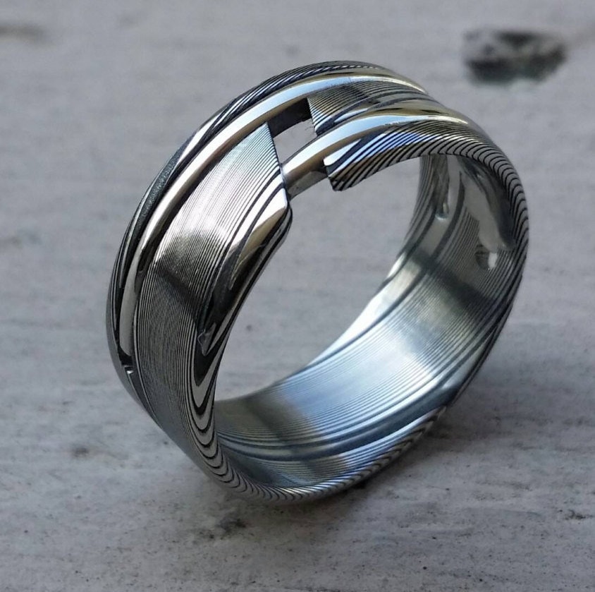 damascus stainless steel wedding bands