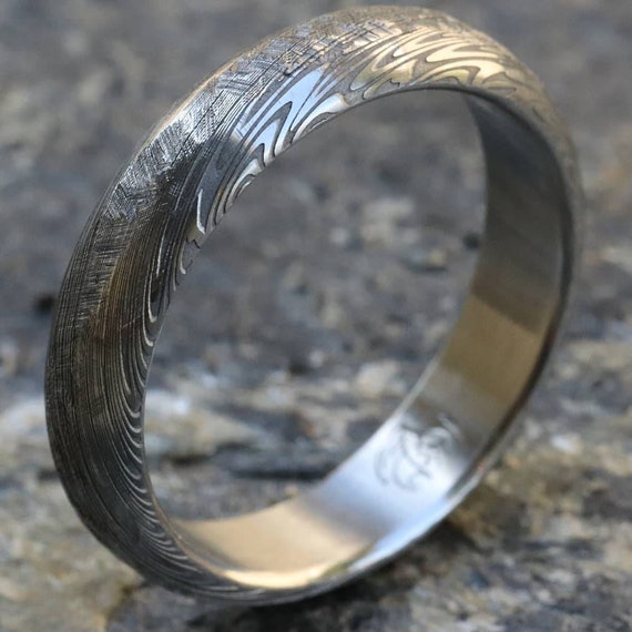 Damascus ring Stainless steel Damascus 5mm