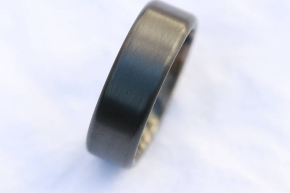 6-8mm zirconium ring Black / ZrTi brushed ziconium timascus ring,black timascus ring, mens rings weddingrings, zirconium damascus